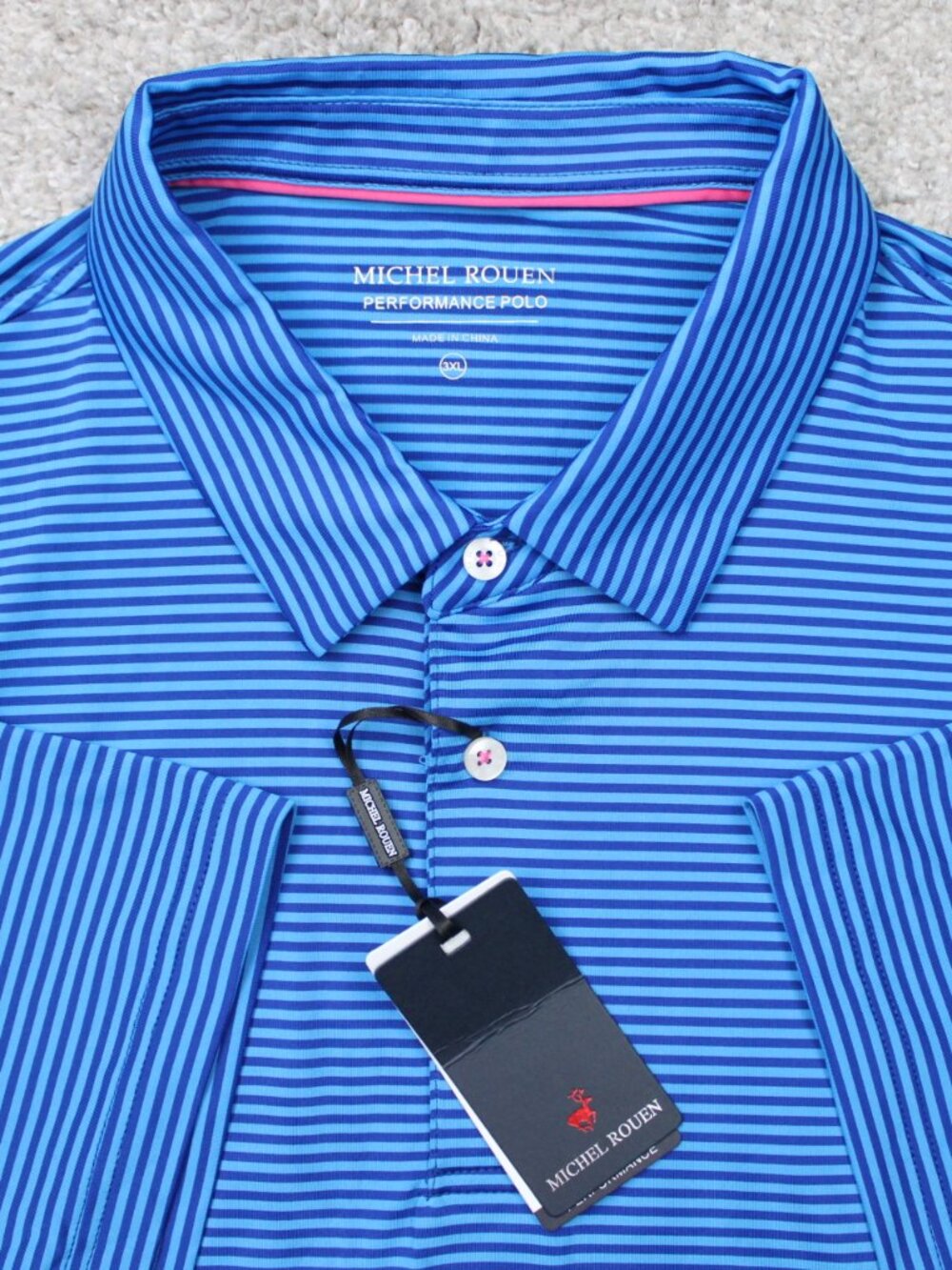 Michel Rouen Polo Shirt NWT Mens 3XL XXXL Blue Performance Golf Short Sleeve